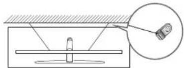 Diagram illustrating a physics experiment with a pendulum and a magnified view of the setup