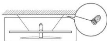 Diagram showing a lamp on a stand with an inset magnified view of the lamp (no text or symbols)