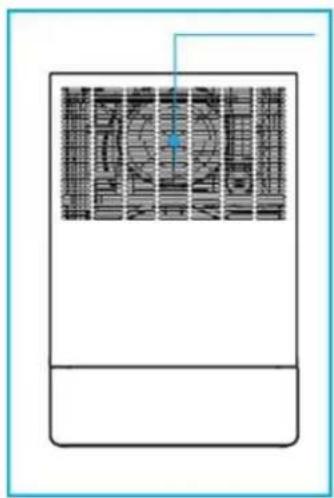 Scanned document page with dense text blocks and a blue arrow pointing to a section, likely a label or diagram.