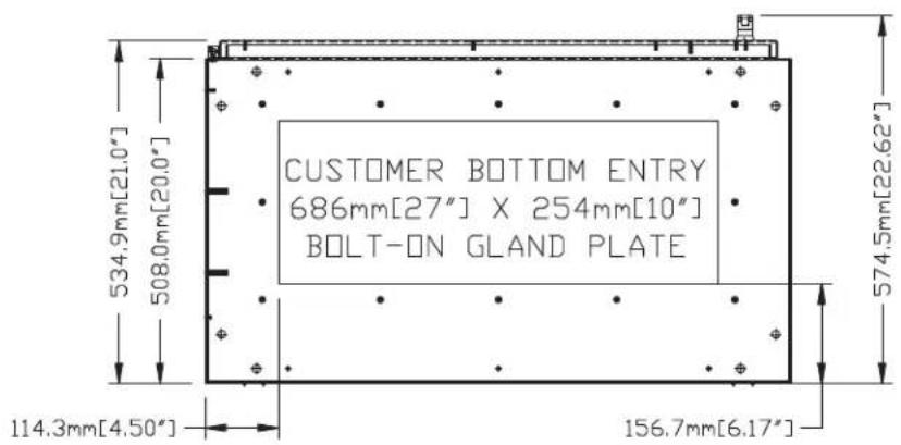 CUSTOMER BOTTOM ENTRY 686mm[27"] X 254mm[10"] BOLT-ON GLAND PLATE 534.9mm[21.0"] 508.0mm[20.0"] 114.3mm[4.50"] 156.7mm[6.17"] 574.5mm[22.62"]
