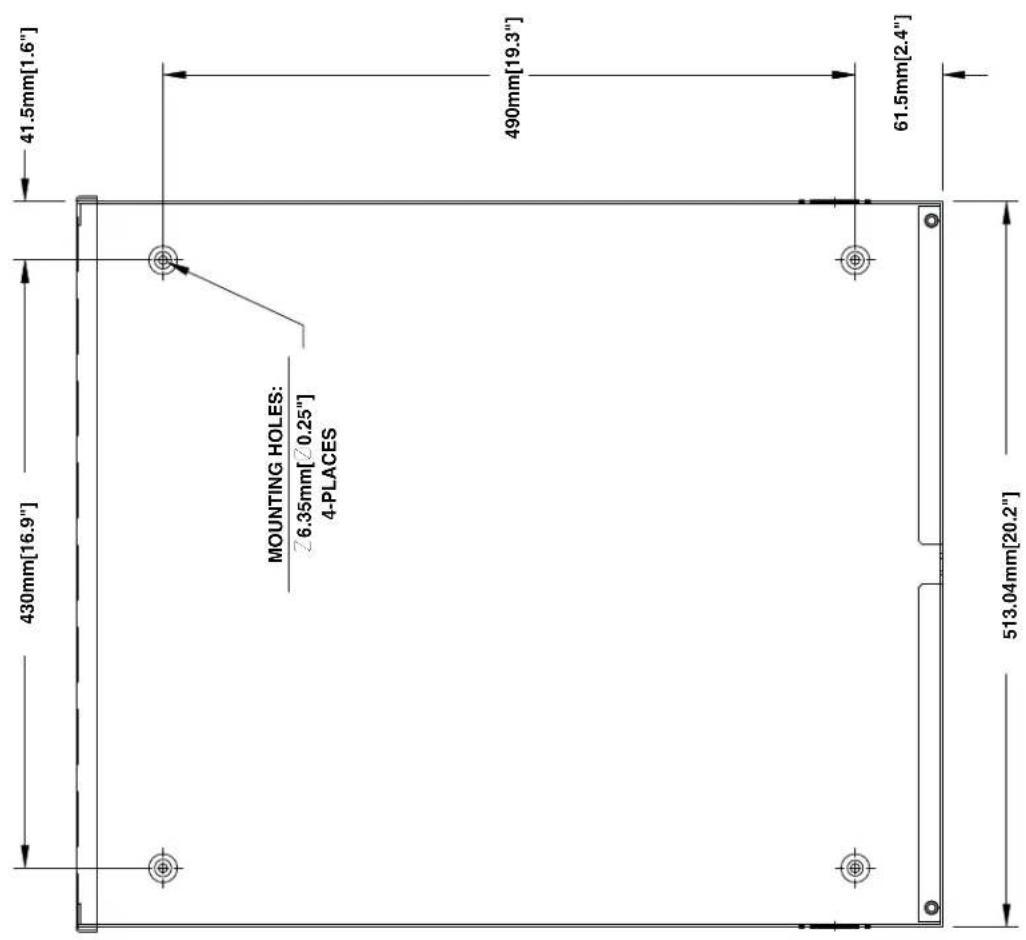 430mm[16.9"] 41.5mm[1.6"] MOUNTING HOLES: 26.35mm[20.25"] 4-PLACES 490mm[19.3"] 61.5mm[2.4"] 513.04mm[20.2"]