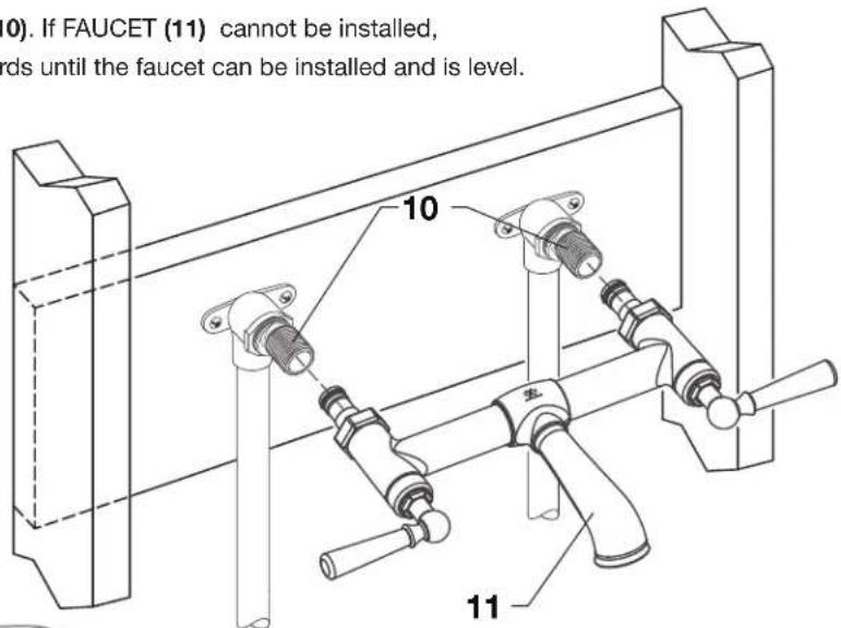 (0). If FAUCET (11) cannot be installed, rds until the faucet can be installed and is level. 10 11