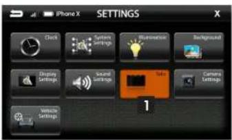iPhone X SETTINGS Check System Settings Lightness Background Display Settings Sound Settings Take Camera Settings Vehicle Settings 1