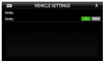 VEHICLE SETTINGS Units Units