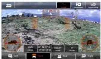 Screenshot of a mobile app interface displaying a terrain photo with overlaid bounding boxes and UI elements.