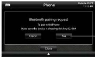Phone Bluetooth pairing request To pair with iPhone Make sure the device is showing this key:922189 Cancel Par Close