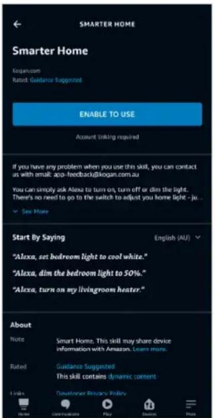 Kogan KAIRPRFR4SA - Adding "SmarterHome" to the Alexa app - 4