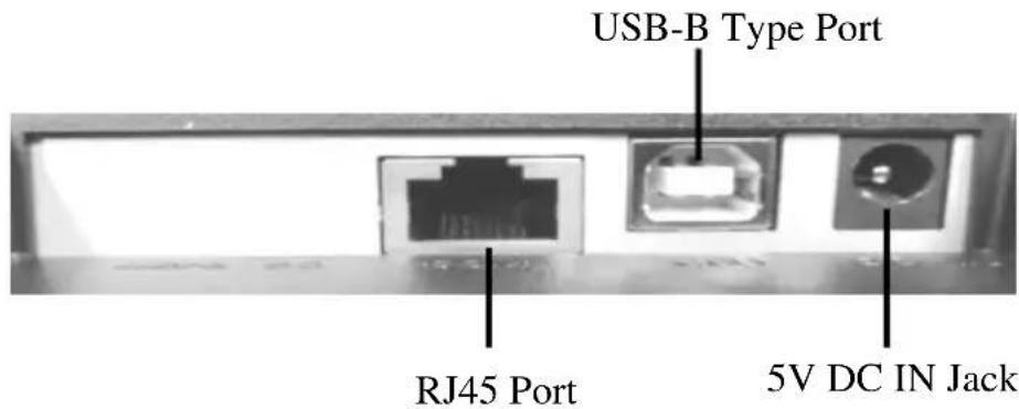 USB-B Type Port RJ45 Port 5V DC IN Jack