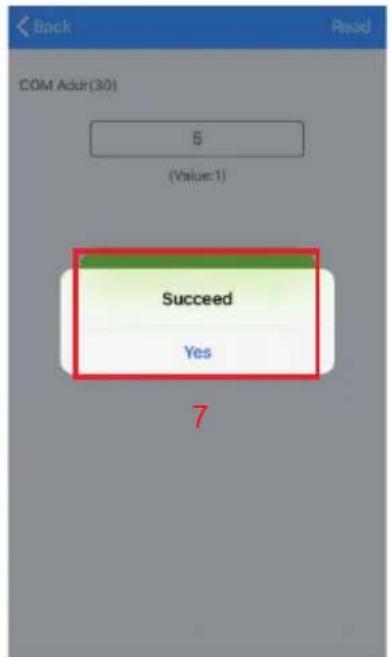 Back Read COM Addr(30) 5 (Value:1) Succeed Yes 7