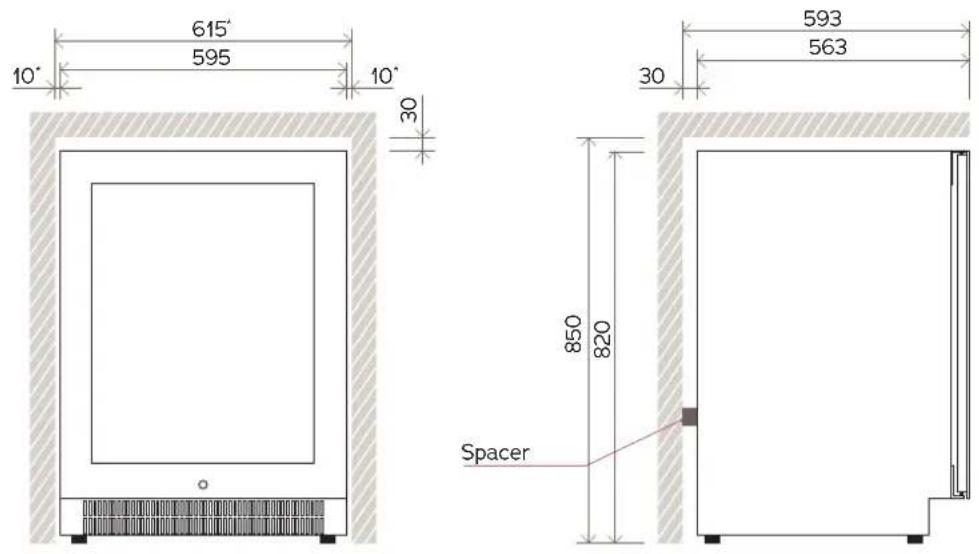 615° 595° 10° 30° 593° 563° 30 850 820 Spacer