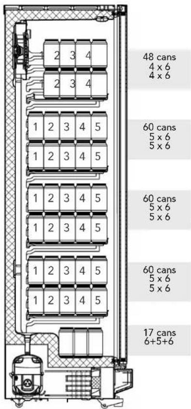 48 cans 4 x 6 4 x 6 60 cans 5 x 6 5 x 6 60 cans 5 x 6 5 x 6 60 cans 5 x 6 5 x 6 17 cans 6+5+6