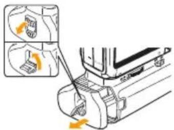 Diagram showing mechanical assembly with highlighted components and directional arrows indicating motion or force