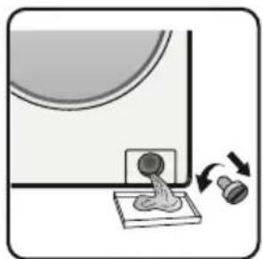 Diagram showing a mechanical component with a rotating knob and a curved surface, no text or symbols present