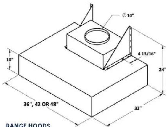 Ø10" 4 13/16" 24" 36", 42 OR 48" 32" 10" RANGE HOODS