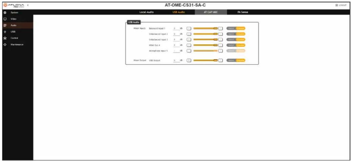 AT-OME-CS31-SA-C Local Audio USB Audio AT CAP-MIC PA Sense USB Audio Filter Inputs Balanced Input 1 0 dB - - - - - Unbalanced Input 2 0 dB - - - Unbalanced Input 3 0 dB - - HDW Out 4 0 dB - - Microphone Input 5 0 dB - - Noise Output USB Output 0 dB - - - - - - - - - - - - - - - - - - - - - - - - - - - - - - - - - - - - - - - - - - - - - - - - - - - - - - - - - - - - - - - - - - - - - - - - -