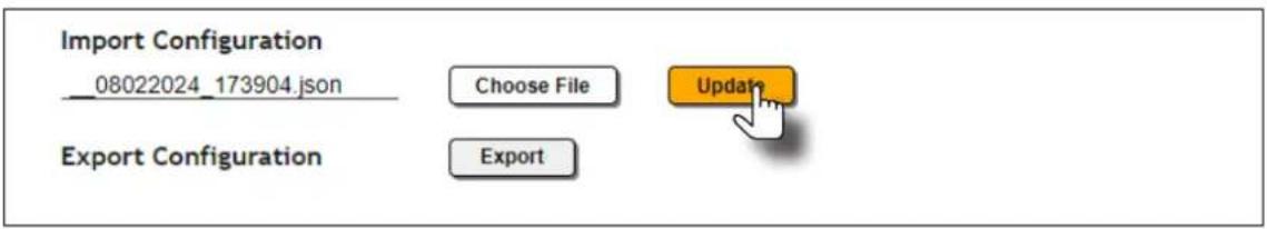 Import Configuration 08022024_173904.json Choose File Update Export Configuration Export
