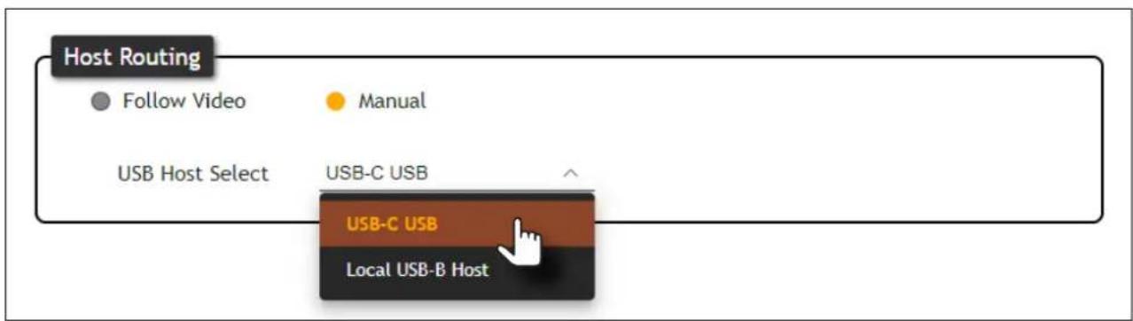 Host Routing Follow Video Manual USB Host Select USB-C USB USB-C USB Local USB-B Host