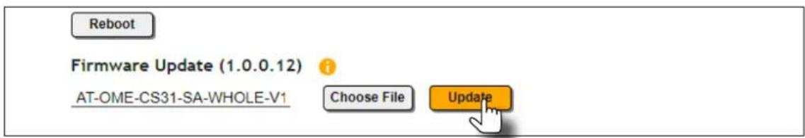 Reboot Firmware Update (1.0.0.12) i AT-OME-CS31-SA-WHOLE-V1 Choose File Update