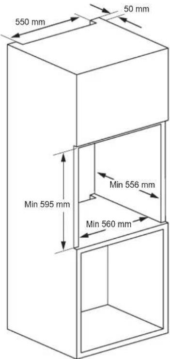550 mm 50 mm Min 595 mm Min 556 mm Min 560 mm