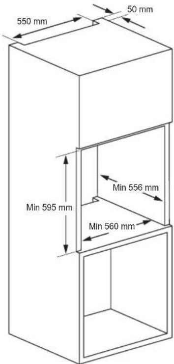 550 mm 50 mm Min 595 mm Min 556 mm Min 560 mm