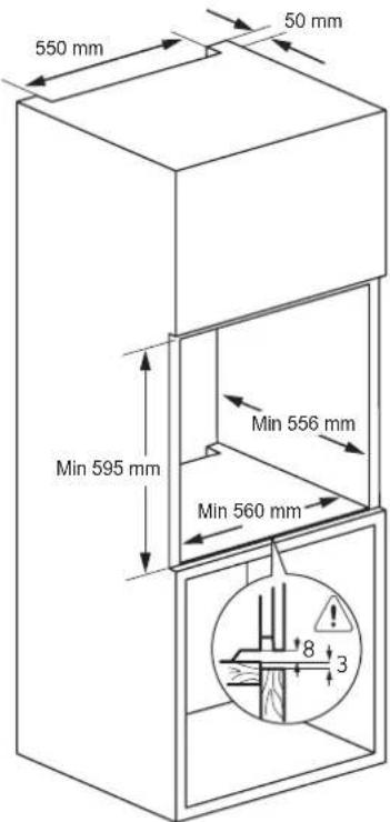 550 mm 50 mm Min 595 mm Min 556 mm Min 560 mm 8 3