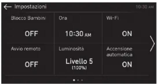 Impostazioni Blocco Bambini Ora Wi-Fi OFF 10:30 AM ON Avvio remoto Luminosità Accensione automatica OFF Livello 5 (100%) ON