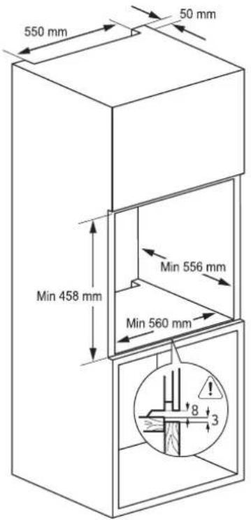 550 mm 50 mm Min 458 mm Min 556 mm Min 560 mm 8 3