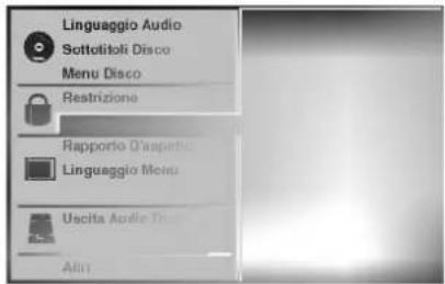 Linguaggio Audio Sottolitoli Disco Menu Disco Restrizione Rapporto D'aspietho Linguaggio Menu Uscita Audio Disco Alin