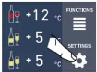 +12 °C +5 °C +5 °C FUNCTIONS ≡ SETTINGS