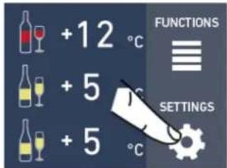 +12 °C +5 °C +5 °C FUNCTIONS ≡ SETTINGS