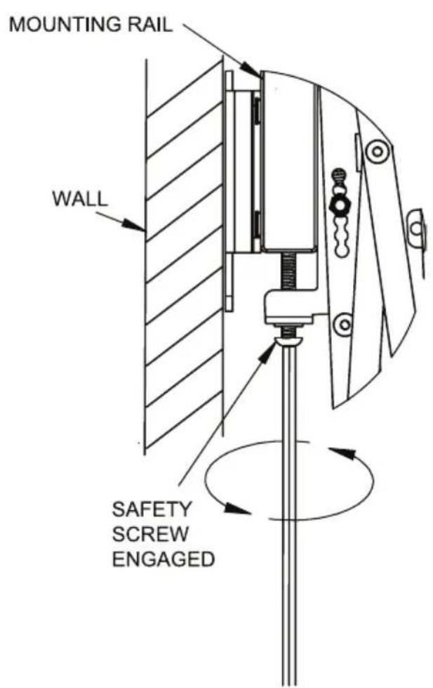 MOUNTING RAIL WALL SAFETY SCREW ENGAGED