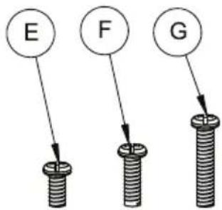 E F G