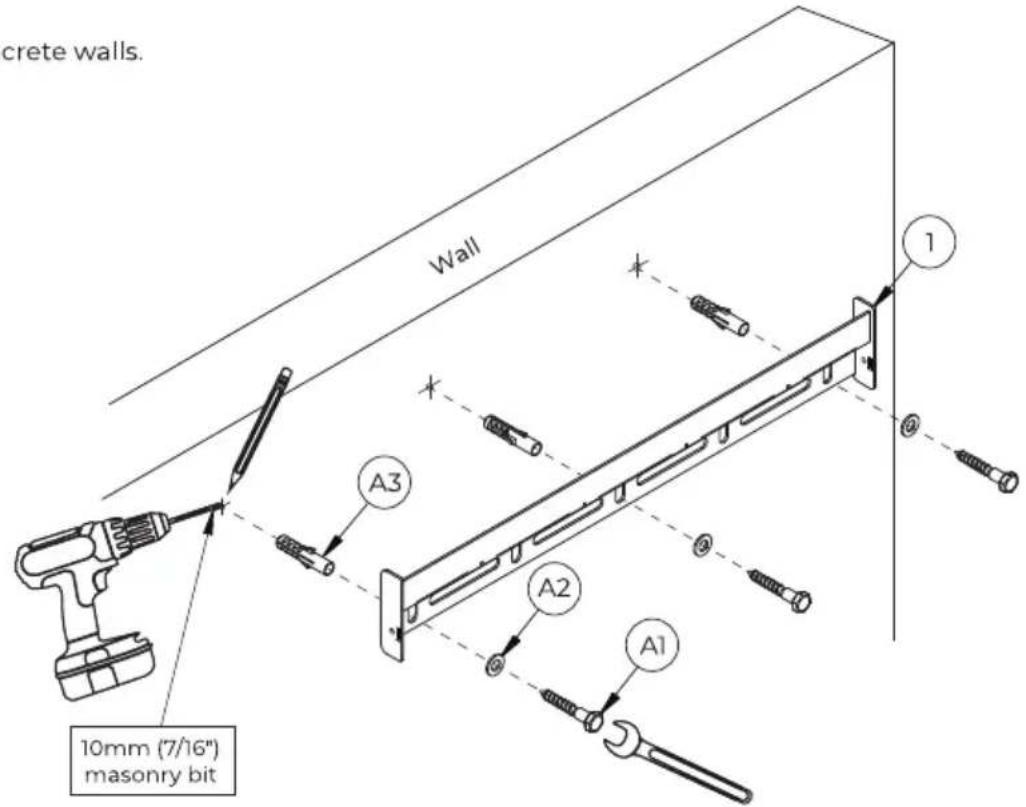 crete walls. Wall A3 10mm (7/16") masonry bit A2 A1