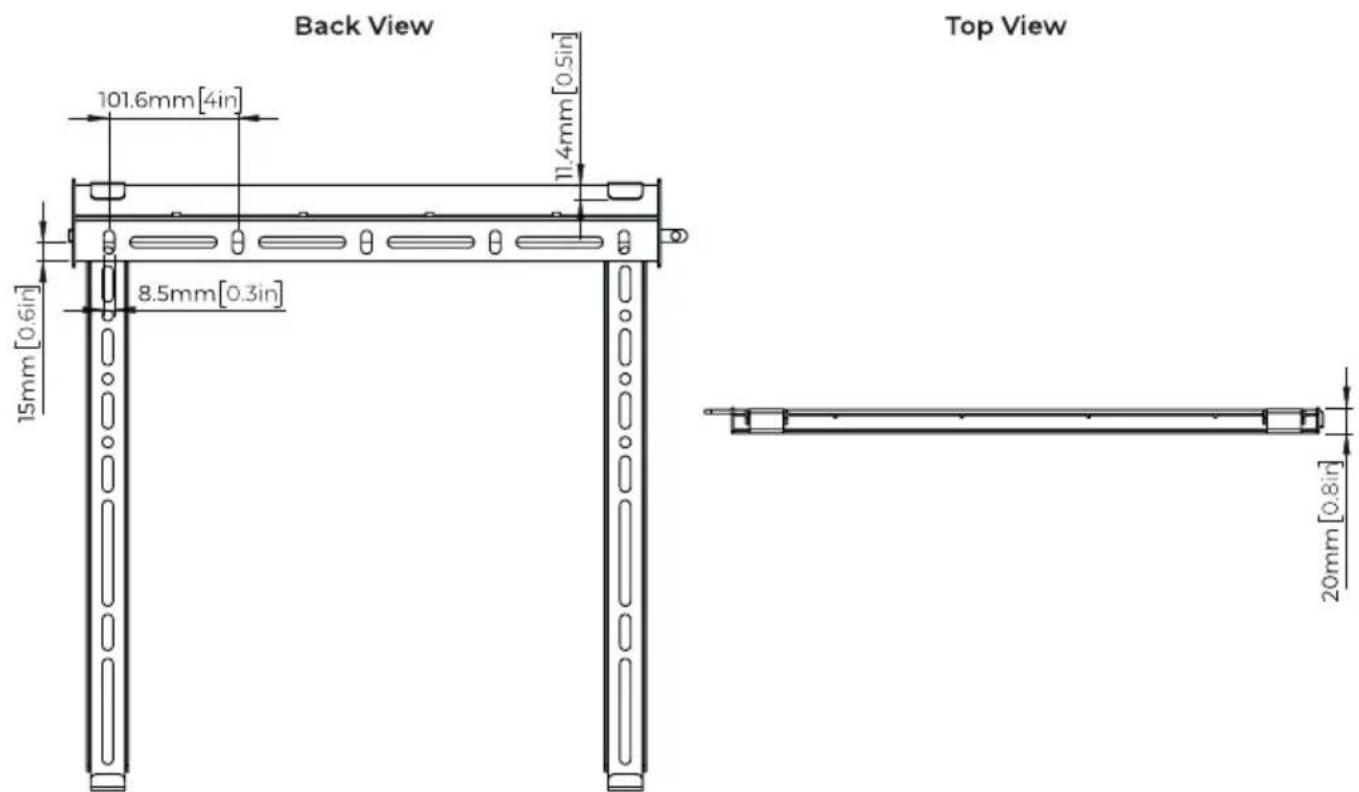 Back View 101.6mm[4in] 11.4mm[0.5in] 8.5mm[0.3in] 15mm[0.6in] 20mm[0.8in] Top View