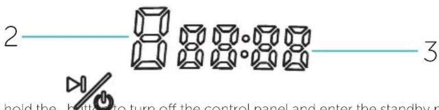 2 8:38:38 3 hold the , buttons to turn off the control panel and enter the standby n