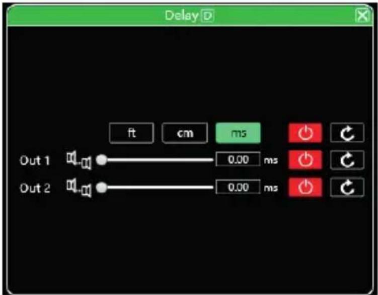 Delay ft cm ms Out 1 0.00 ms Out 2 0.00 ms