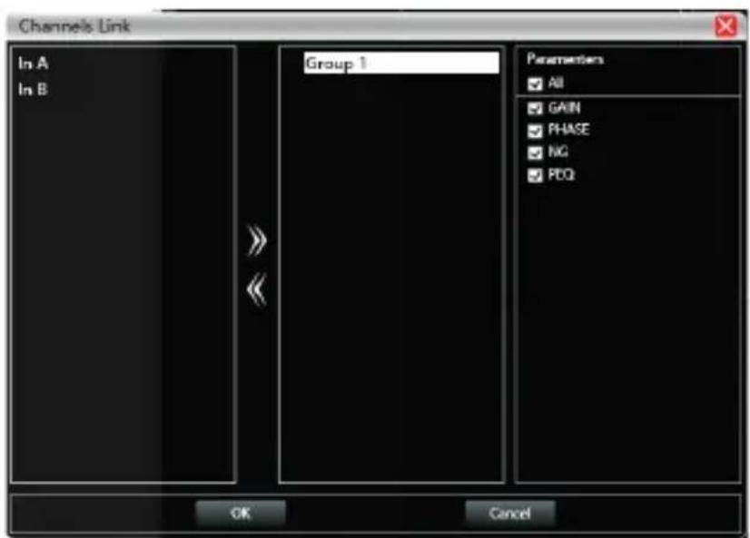 Channels Link In A In B Group 1 Parameters All GAIN PHASE NG PDQ OK Cancel