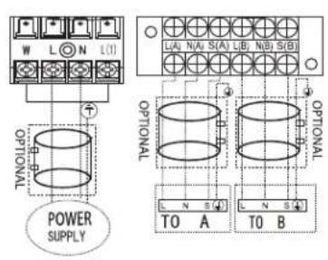 W L N L01 OPTIONAL POWER SUPPLY L A N A S (A) L B N B S (B) OPTIONAL L N S T O A L N S T O B