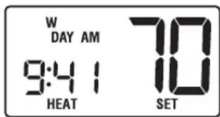 W DAY AM 9:41 HEAT 70 10 SET
