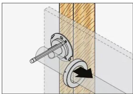 Technical diagram showing mechanical assembly with rotating components and a shaft, no text or symbols present