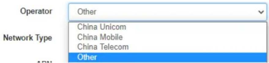 Operator Other Network Type China Unicom China Mobile China Telecom Other