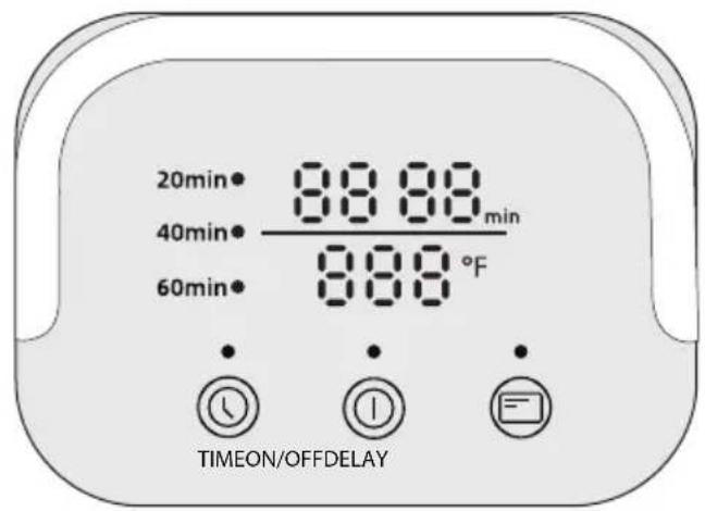 20min• 88 88 min 40min• 888 °F 60min• TIMEON/OFFDELAY