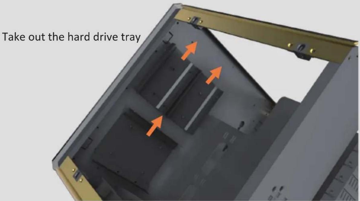Take out the hard drive tray