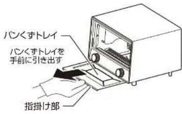 パンくすトレイ パンくすトレイを 手前に引き出す 指掛け部