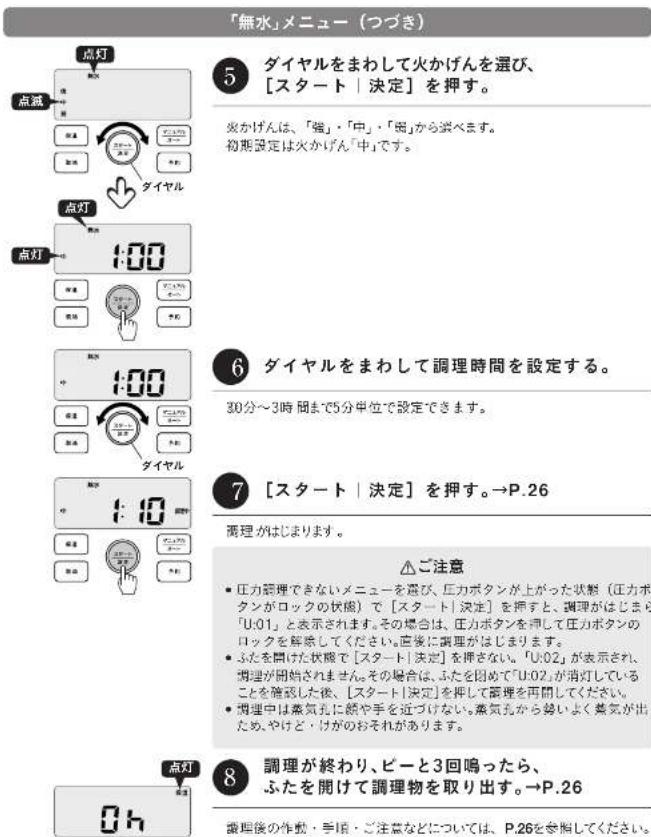 Tiger COK-B220 - ダイヤルをまわして「無水」を選び、[スタート|決定]を押す。 - 2