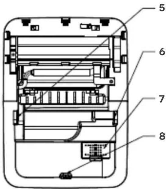 Technical diagram of a device with numbered parts labeled 5, 6, 7, and 8