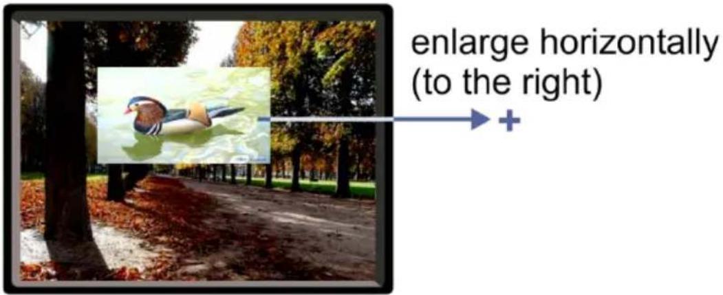 enlarge horizontally (to the right)