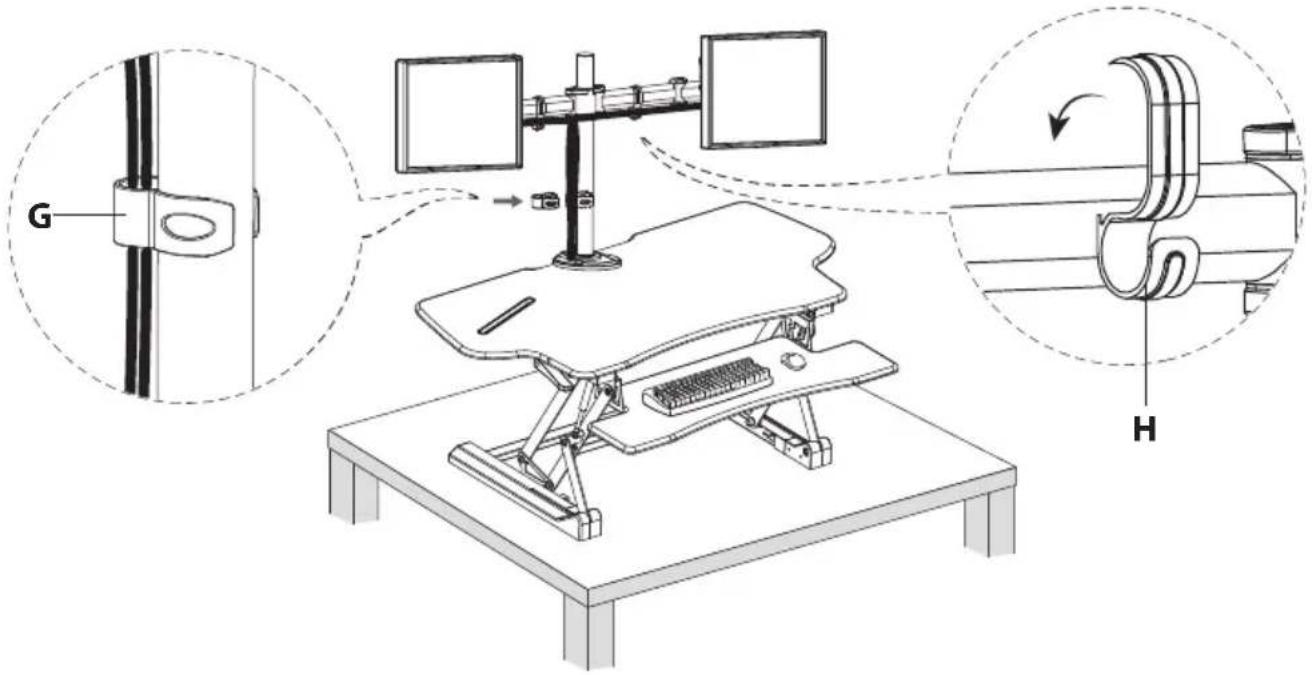 Technical diagram of a mechanical testing setup with labeled components G and H, showing structural components and motion indicators.