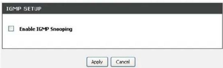 IGMP SETUP Enable IGMP Snooping Apply Cancel