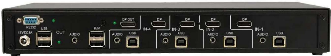 RS232 12VCC3A USB OUT AUDIO K/M DP OUT AUDIO USB IN-4 DP AUDIO USB IN-3 DP AUDIO USB IN-2 AUDIO USB DP IN-1 AUDIO USB